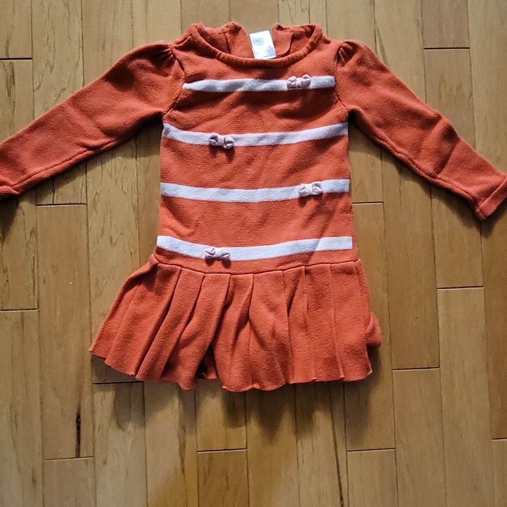 Girls orange striped sweater dress